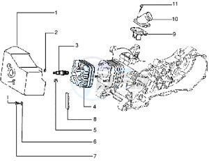 Skipper 125 drawing Cylinder head - Cooling hood - Inlet and induction pipe