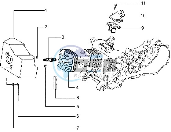 Cylinder head - Cooling hood - Inlet and induction pipe