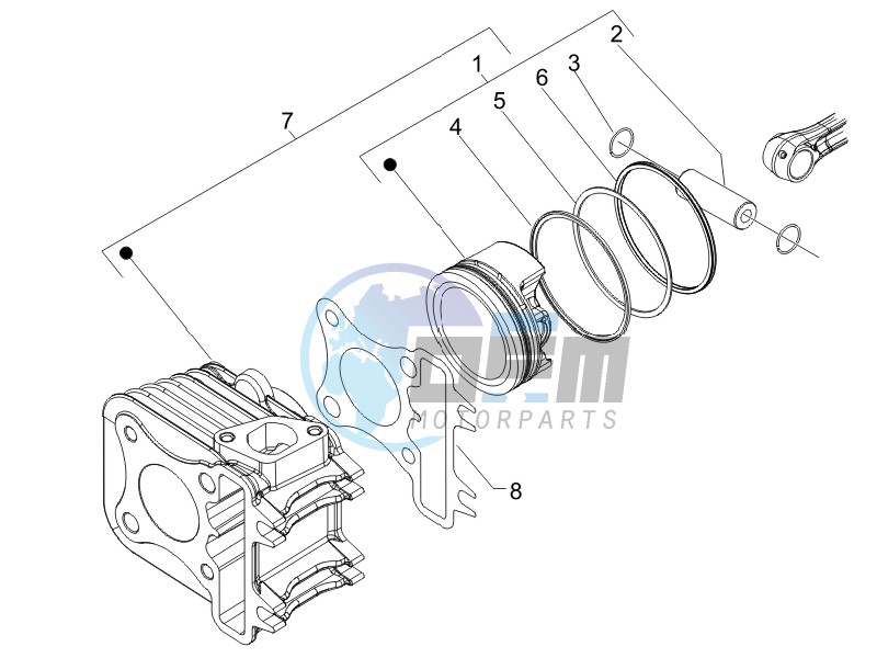 Cylinder-piston-wrist pin unit