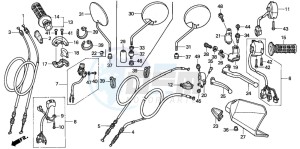 XR250R drawing HANDLE LEVER/SWITCH/CABLE (CL/DK/ED/U)