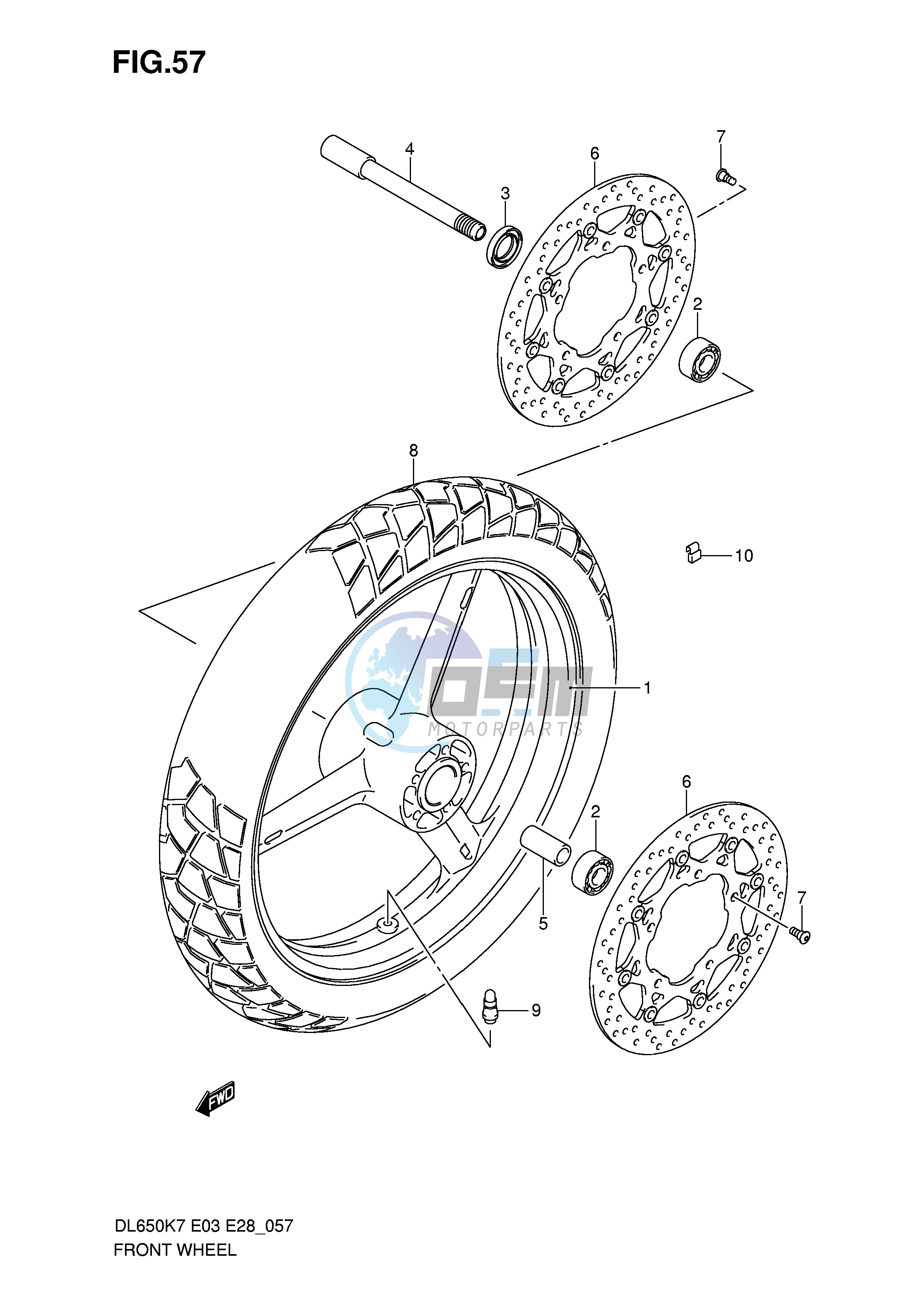 FRONT WHEEL (DL650K7 K8 K9 L0)