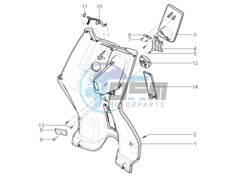 Front glove-box - Knee-guard panel