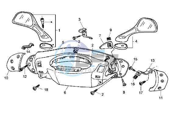 Handlebars and driving mirror cover