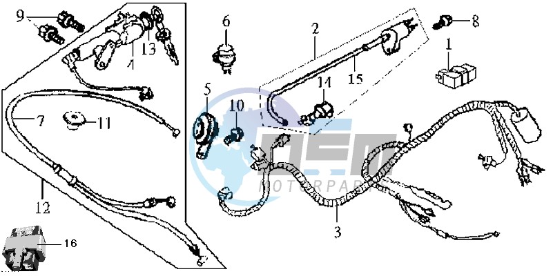 WIRING HARNASS - IGNITION LOCK - CDI UNIT