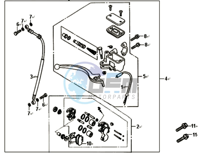 VOORBRAKE CALIPER / BRAKE LEVER /BRAKE LINES