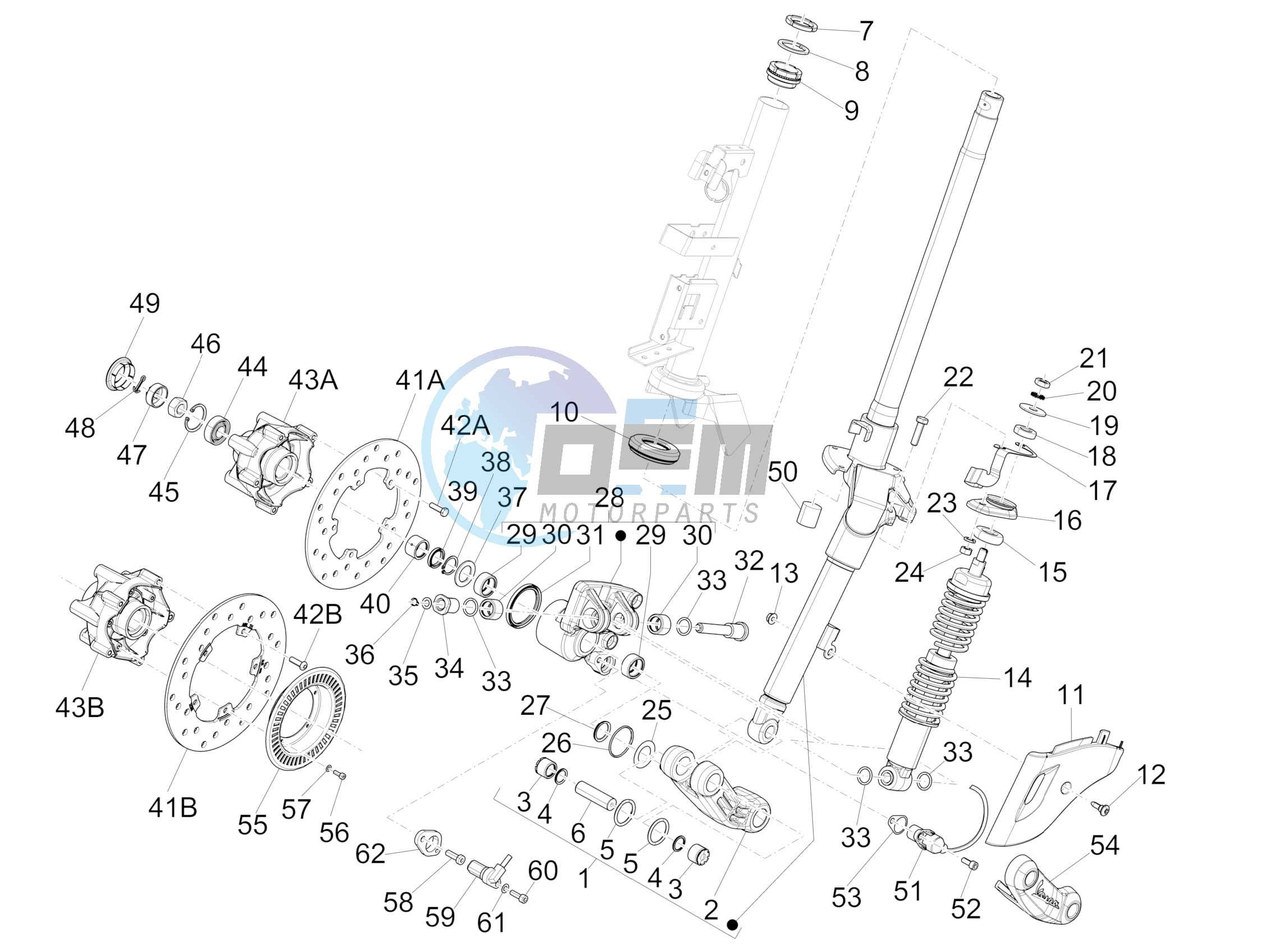 Fork/steering tube - Steering bearing unit