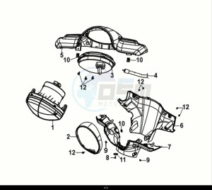 FIDDLE IV 125 (XG12W1-IT) (M0) drawing HANDLE COVER - HEAD LIGHT