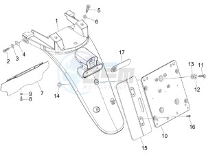 Beverly 125 Tourer e3 drawing Rear cover - Splash guard