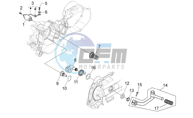 Kick-start gear/starter motor