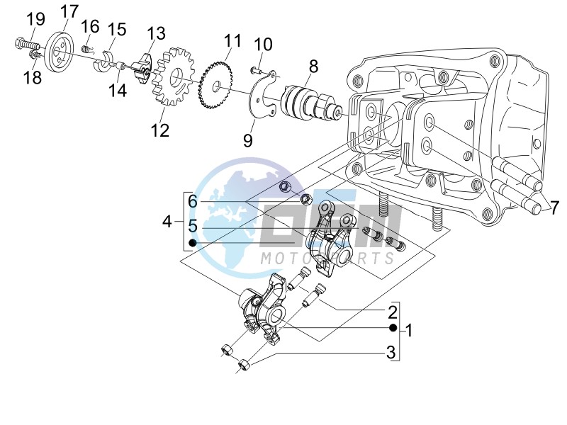 Camshaft - Rocking levers support unit