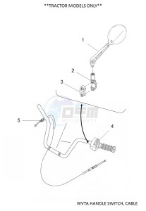 YFM450FWB KODIAK 450 (BJ5E) drawing WVTA HANDLE SWITCH, CABLE