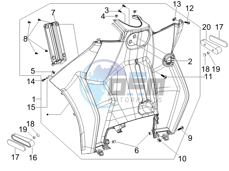 Front glove-box - Knee-guard panel