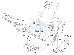 GTS 300 HPE 4T-4V IE ABS E4 (NAFTA) drawing Fork/steering tube - Steering bearing unit