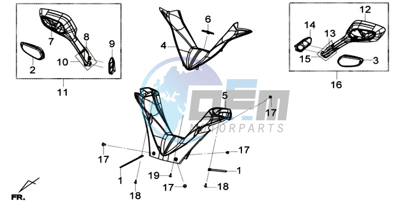 COVERS HANDLEBAR - MIRRORS L/R