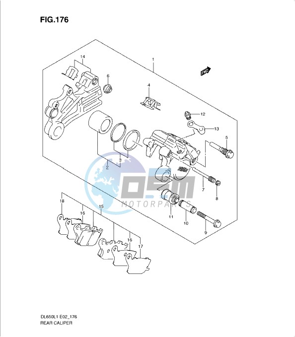 REAR CALIPER (DL650AUEL1 E19)