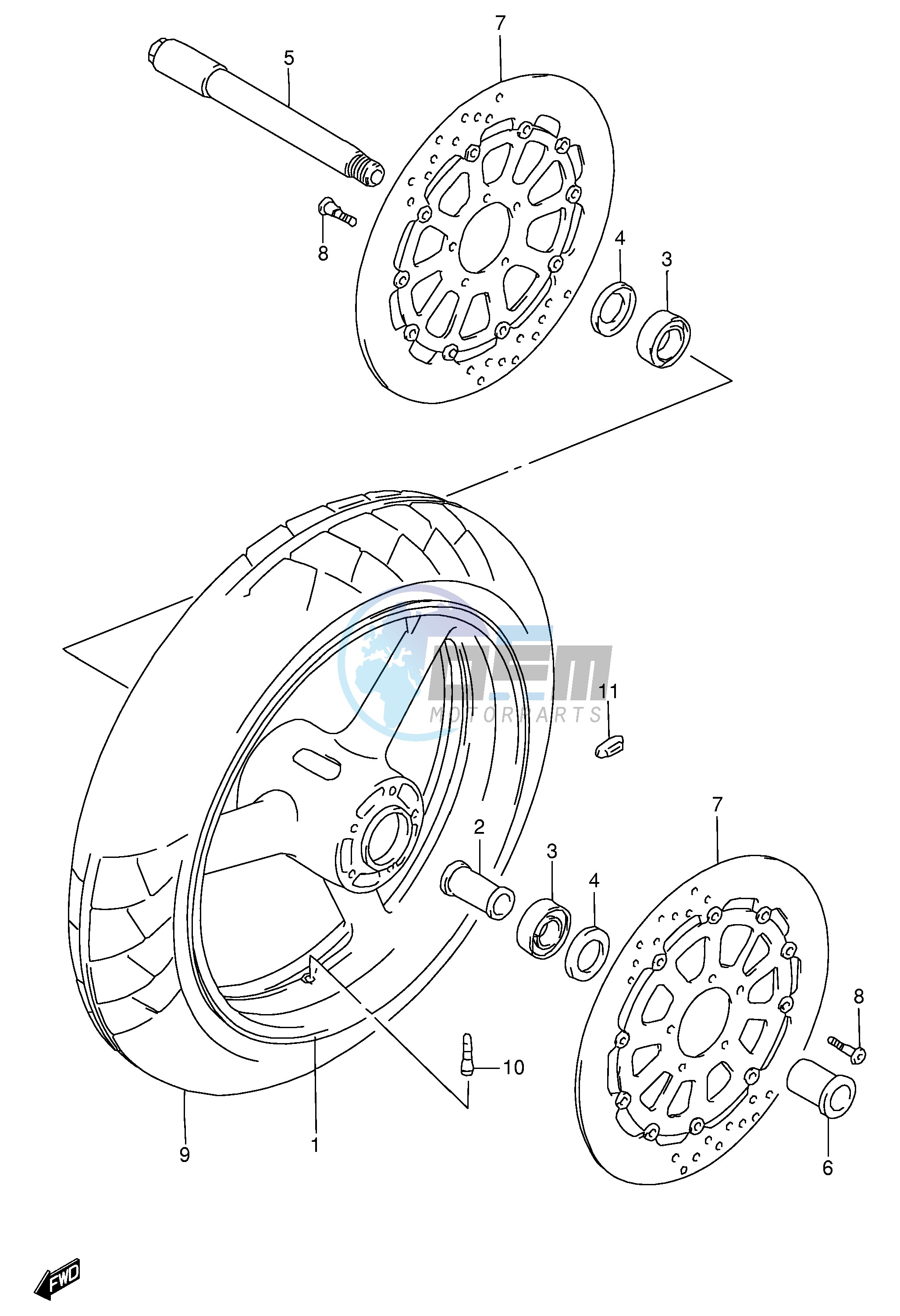 FRONT WHEEL (MODEL T V)