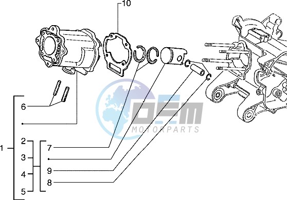 Cylinder-piston-wrist pin assy