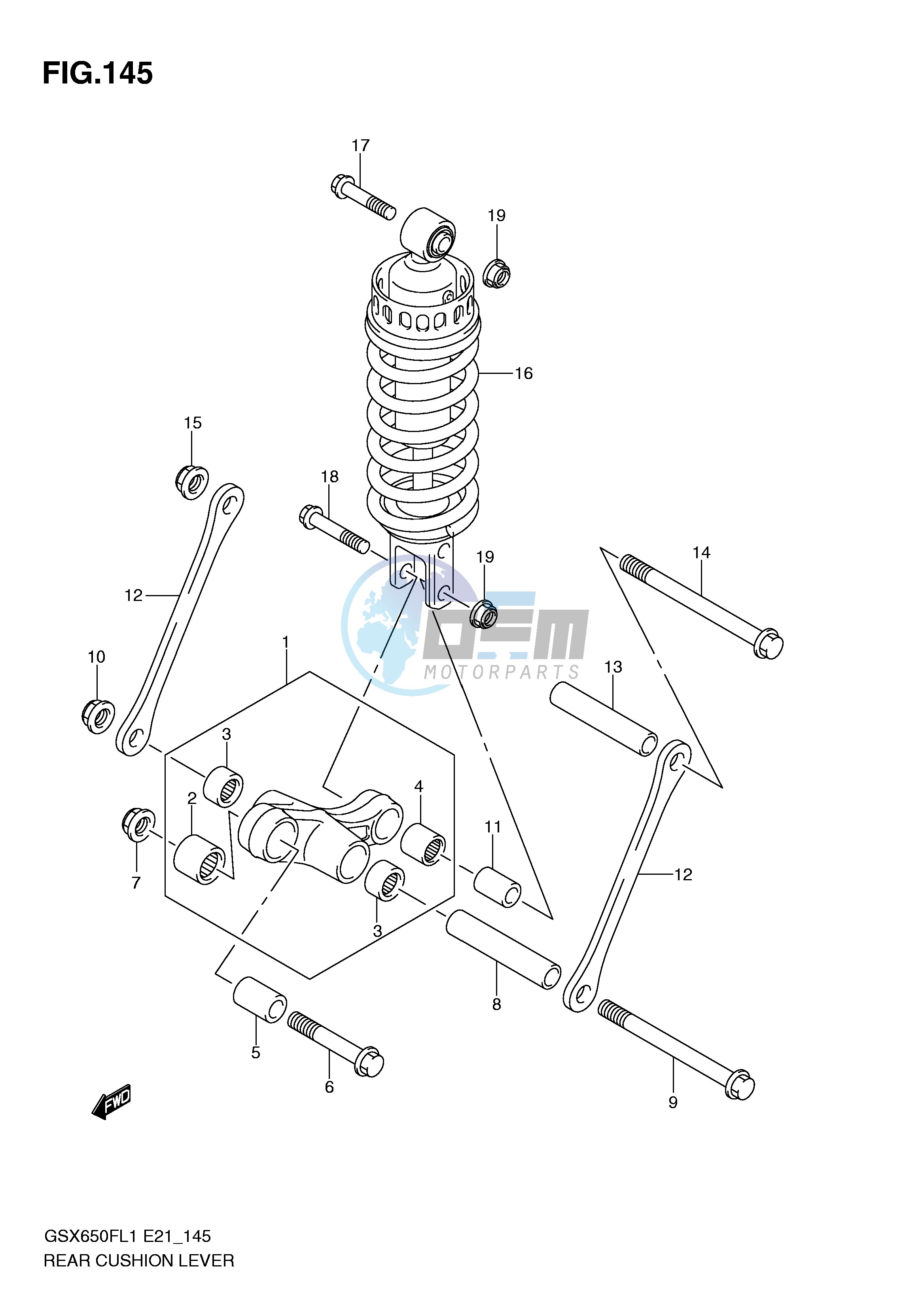 REAR CUSHION LEVER (GSX650FUAL1 E21)