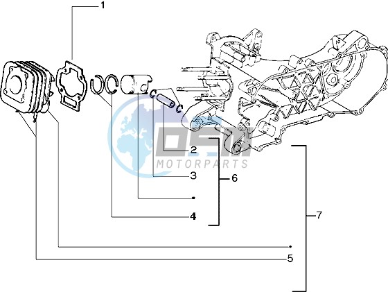 Cylinder-piston-wrist pin assy