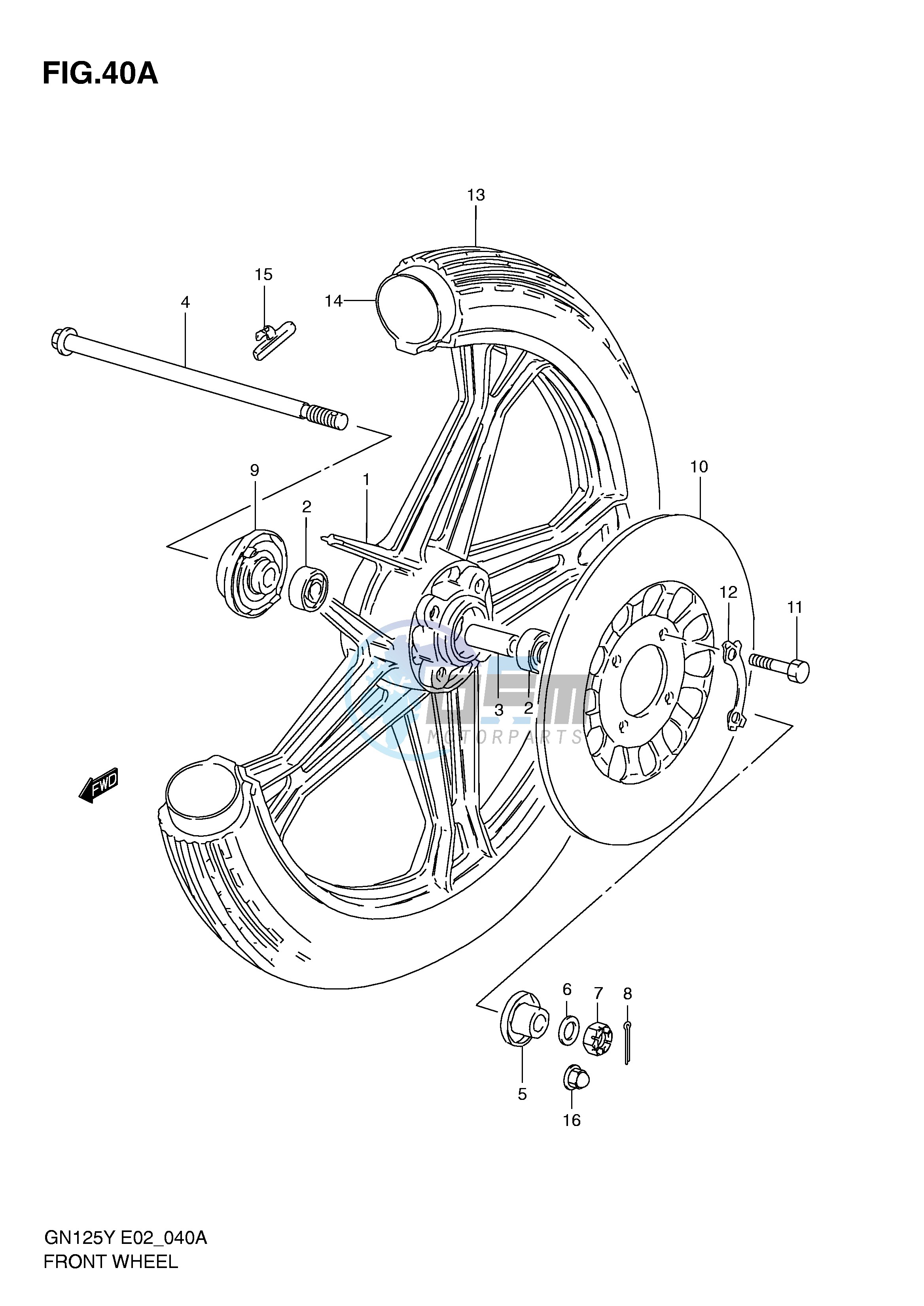 FRONT WHEEL (GN125EV EW EX EY EK1)