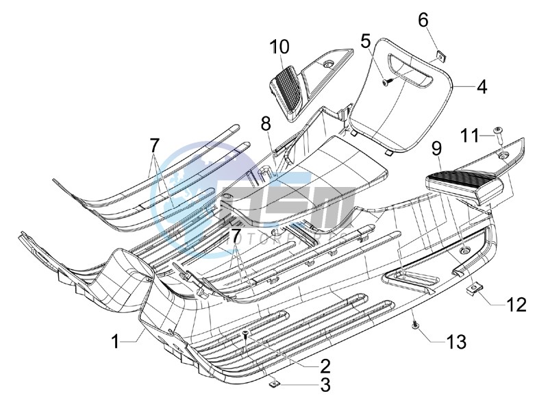 Central cover - Footrests