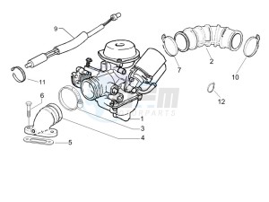 Liberty 125 4t e3 drawing Carburettor assembly - Union pipe