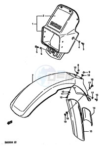 DR600R (E2) drawing FRONT FENDER (MODEL G E16,E18,E22,E24)