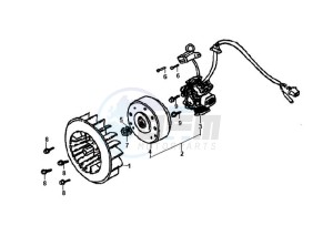 ORBIT 50 25KMH drawing FLYWHEEL WITH MAGNETO / FAN