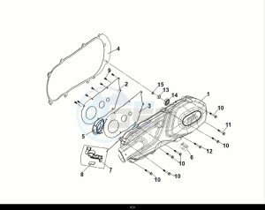 JET X 125 (XH12WW-EU) (E5) (M1) drawing L. CRANK CASE COVER