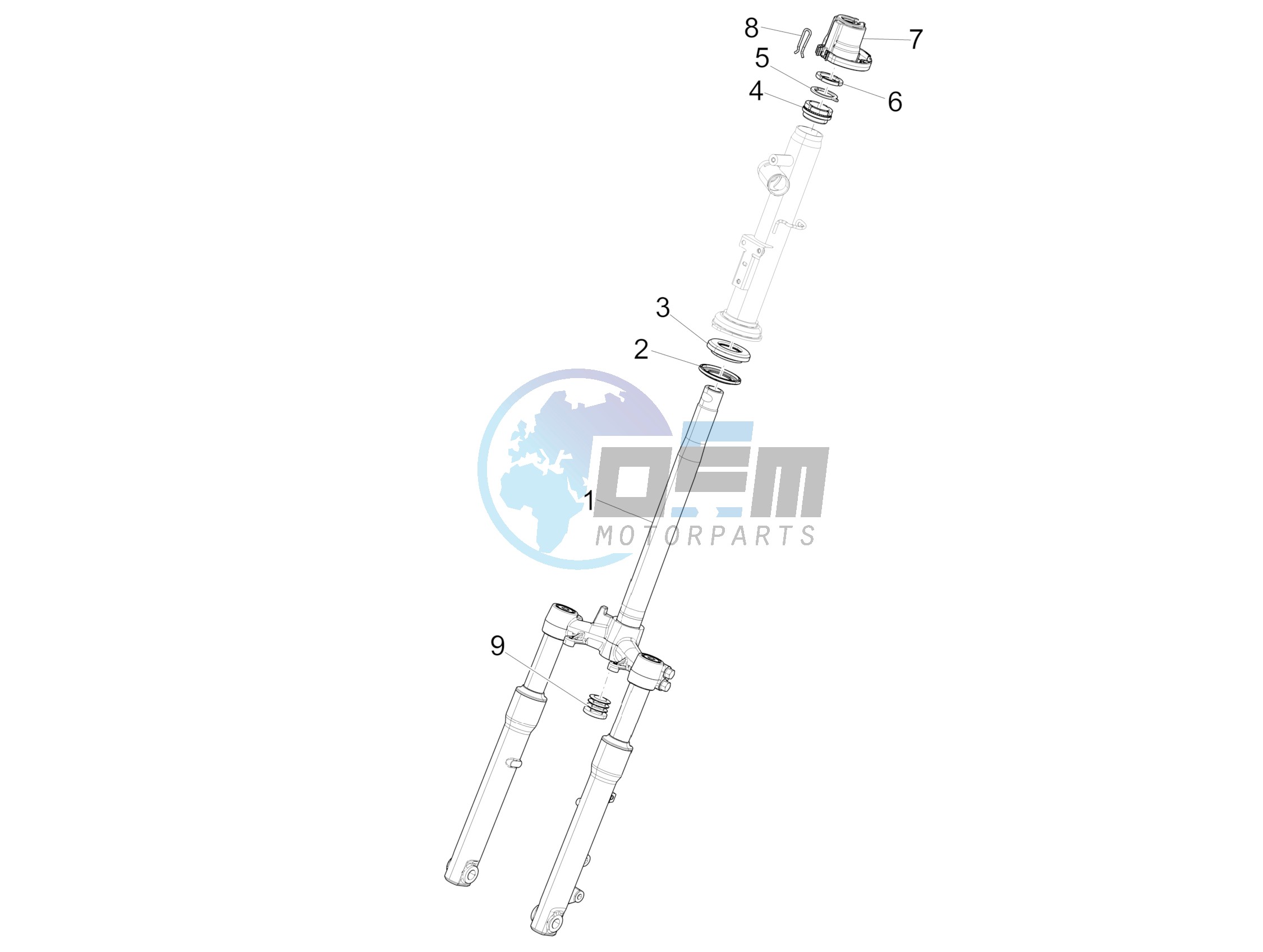 Fork/steering tube - Steering bearing unit