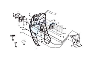 FIDDLE III 50 45KMH (L8) EU EURO4 drawing FRONT COWL / INNER LEG SHIELD /  INDICATOR