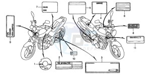 CB600F2 CB600S drawing CAUTION LABEL (1)