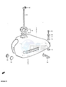 DR125S (Z-D) drawing FUEL TANK (MODEL Z.E2,E4,E15,E17,E18,E21,E22,E25,E26)