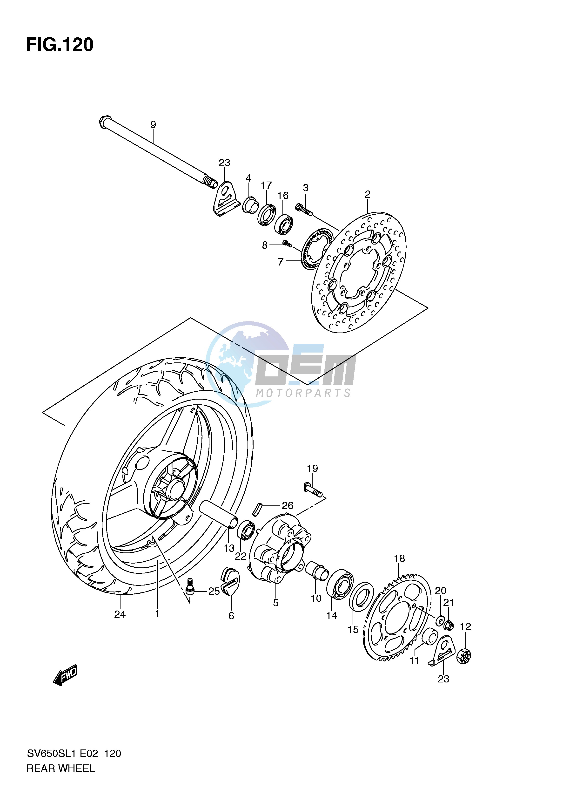 REAR WHEEL (SV650SAL1 E24)