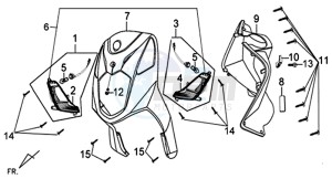 X'PRO 50 (45 KM/H) (AE05W4-FR) (L4-M1) drawing FRONT COVER / INNER LEG SHIELD / INDICATORS