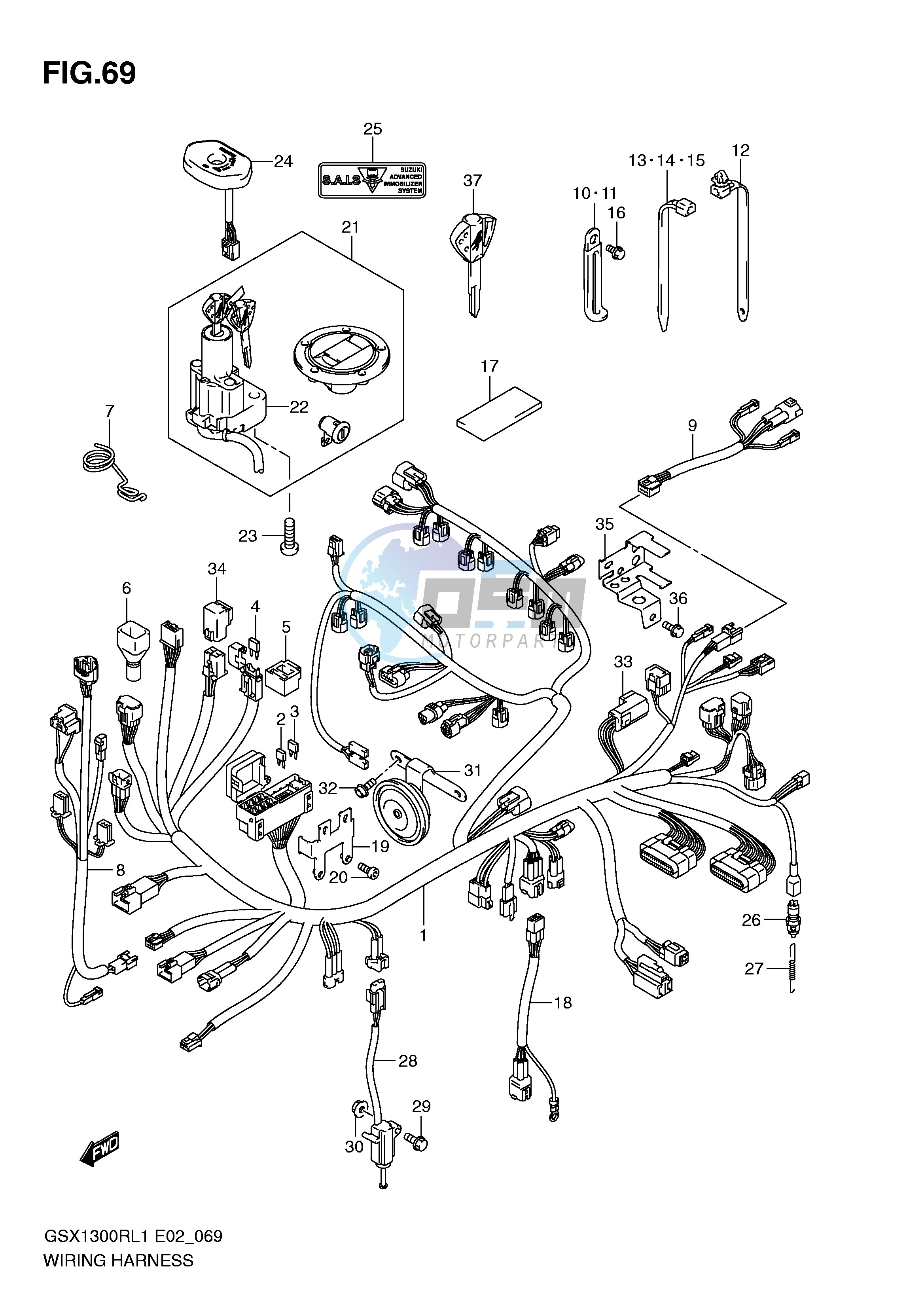 WIRING HARNESS (GSX1300RUFL1 E19)