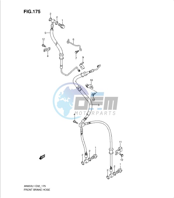 FRONT BRAKE HOSE (AN650AL1 E51)