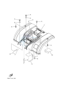 YFM350FWA YFM350DE GRIZZLY 350 4WD (1NSD 1NSE 1NSF) drawing REAR FENDER