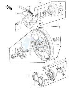 KZ 650 E [LTD] (E1) [LTD] drawing REAR WHEEL_HUB_BRAKE_CHAIN