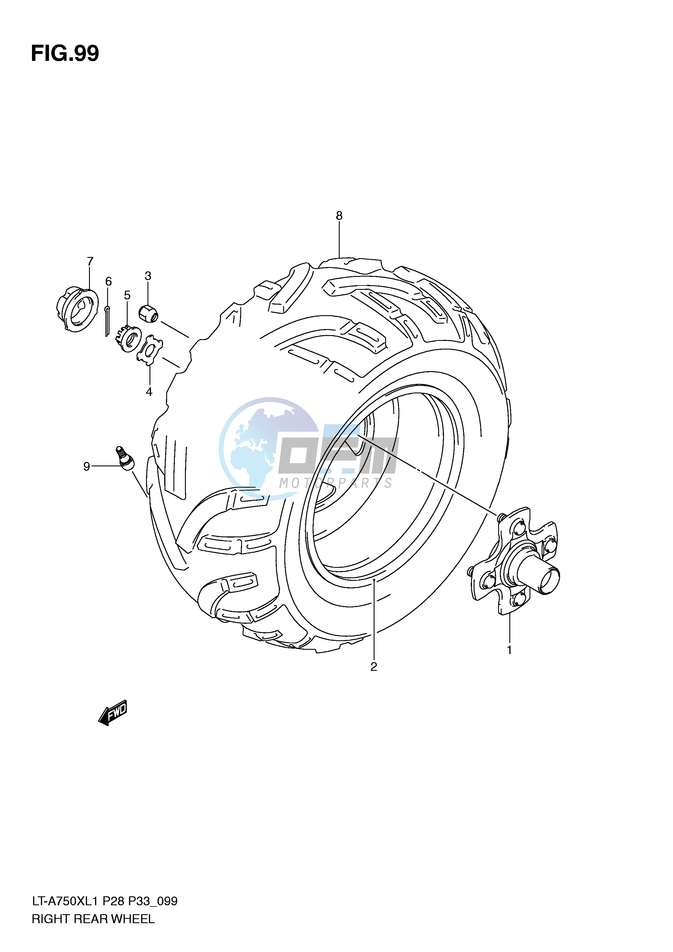 RIGHT REAR WHEEL (LT-A750XL1 P28)