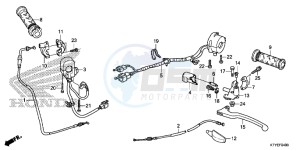 CBR125RTF CBR125RT UK - (E) drawing HANDLE LEVER/ SWITCH/ CABLE