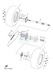 YFM90R YFM09RYXG (BD33) drawing REAR AXLE & WHEEL