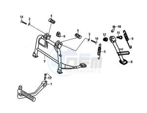 FIDDLE II 50 25KMH NEW ENGINE drawing CENTRAL STAND - SIDE STAND - KICKSTARTER PEDAL