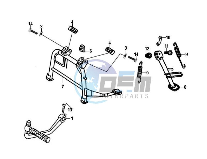 CENTRAL STAND - SIDE STAND - KICKSTARTER PEDAL