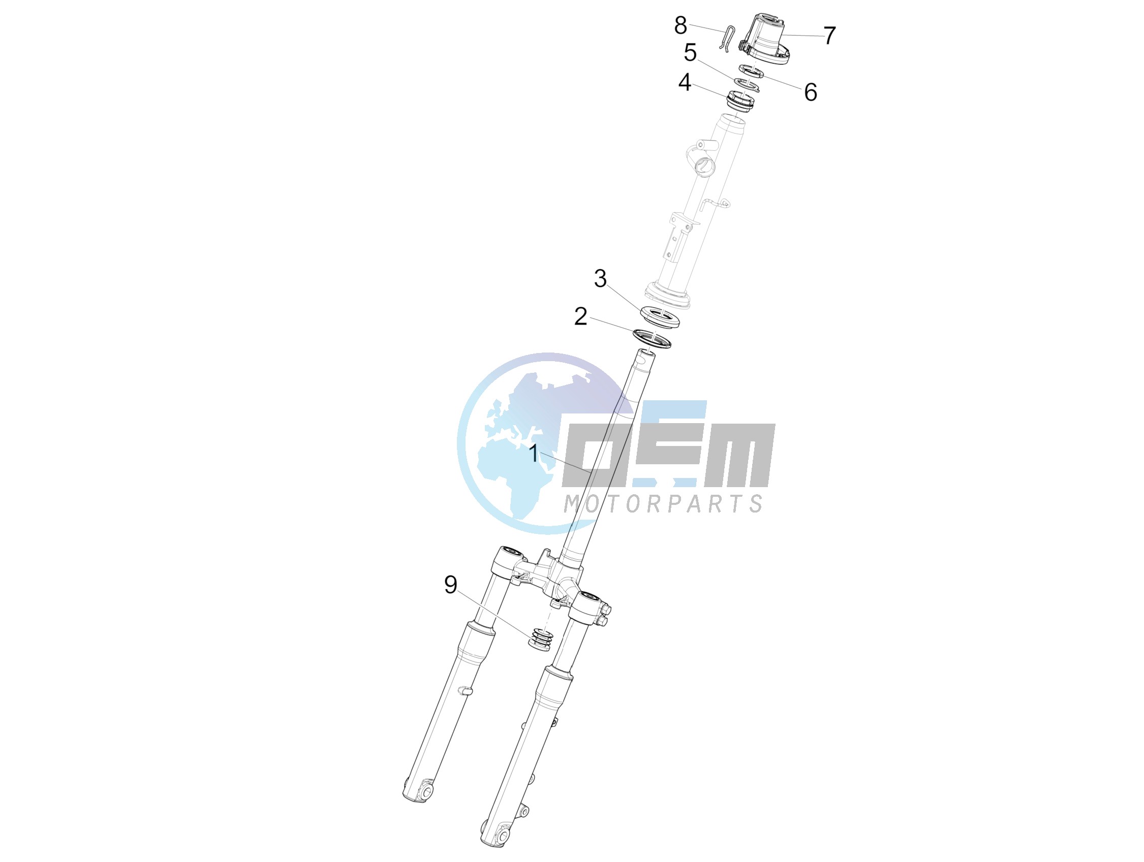 Fork/steering tube - Steering bearing unit