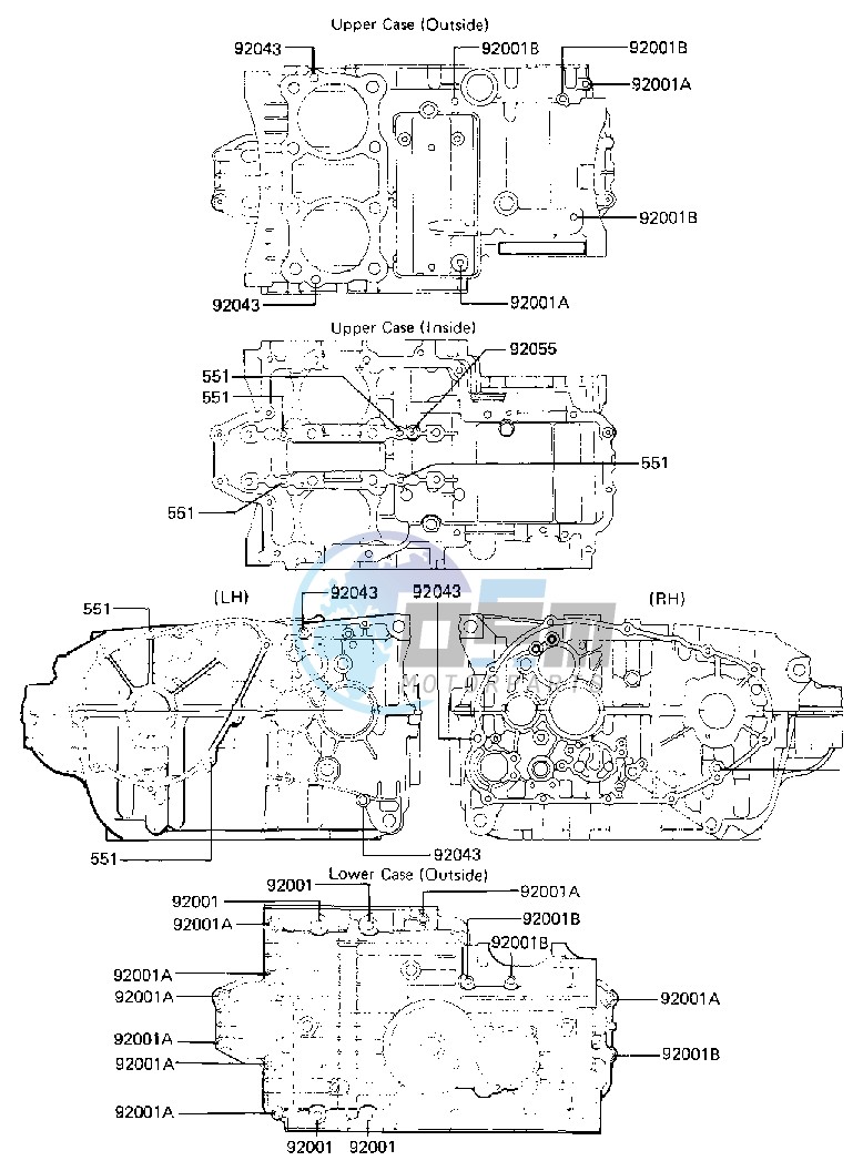 CRANKCASE BOLT & STUD PATTERN -- 81 B2- -