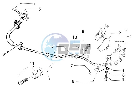 Rear brake piping-rear brake caliper