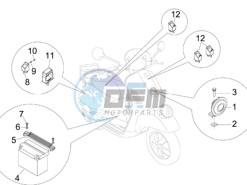 Control switches - Battery - Horn