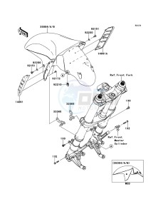 ZZR1400_ABS ZX1400FCF FR GB XX (EU ME A(FRICA) drawing Front Fender(s)