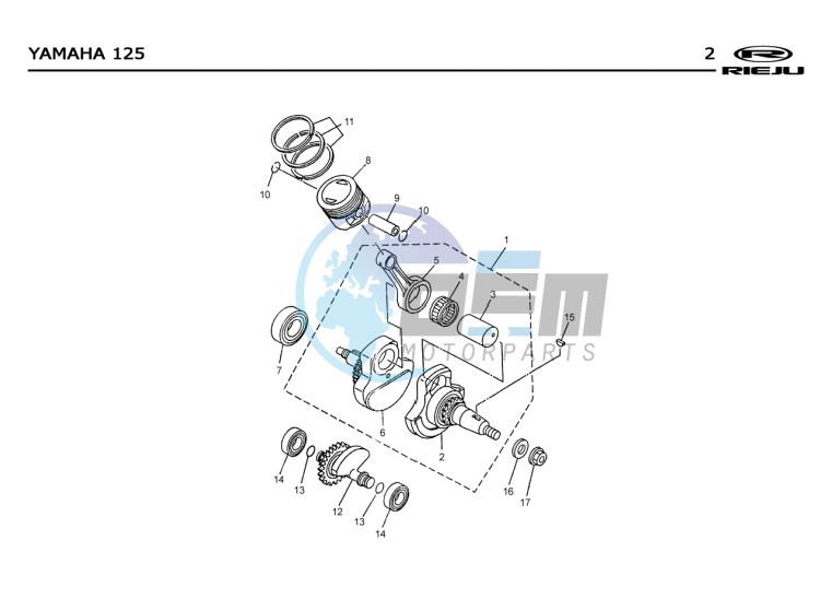 PISTON - CRANKSHAFT  Yamaha 125 4T EURO2